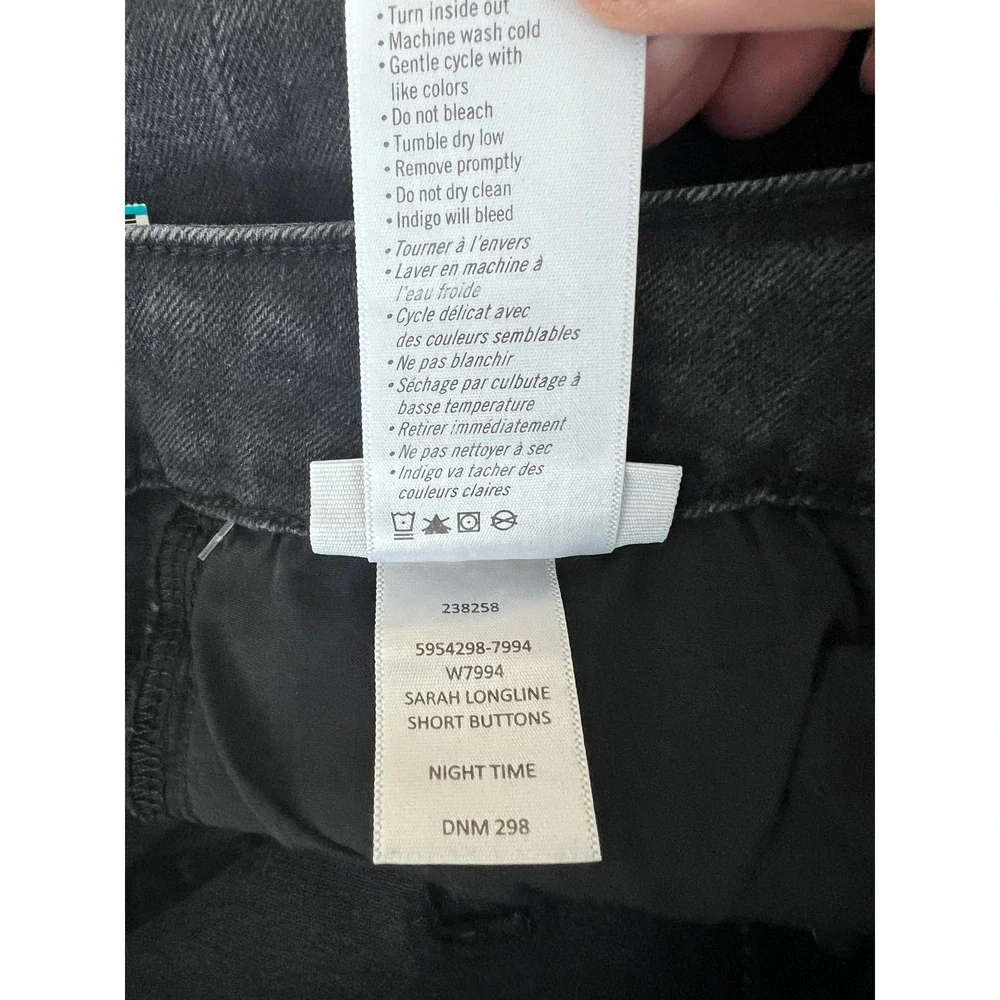 PAIGE Sarah Longline Short Women 26 Black Excellent Button Fly Raw Hem W7994